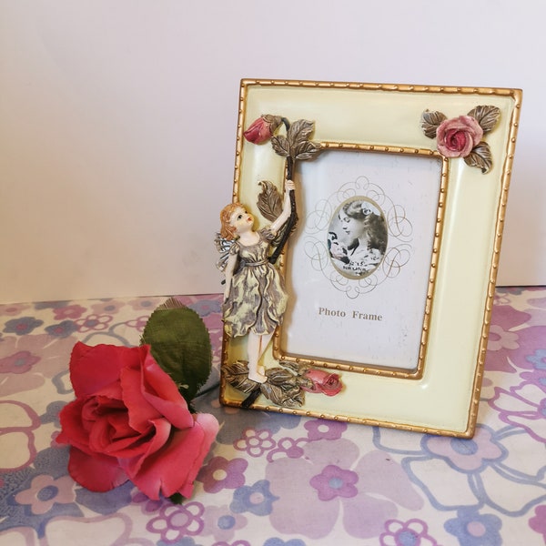 Vintage Shudehill Flower Fairy Photo Frames. Cute handpainted resin picture frames, fairy, cottagecore home decor gift. Shabby floral frames