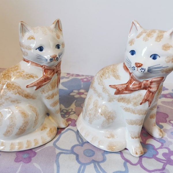 Vintage Rye Pottery Marmalade Cats. BUY 1 or Pair available. Vintage ceramic ginger kitty cat ornament. Cat lover home decor gift.