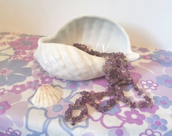 Vintage decorative white seashell bowl. Ceramic shell shaped bowl. Natural, boho coastal, seaside home decor gift. Shell trinket dish.