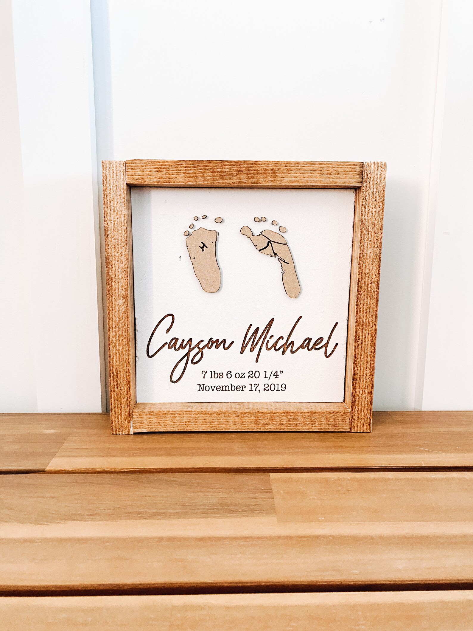 Footprint Sign Baby Footprint Birth Stats Sign Nursery Etsy