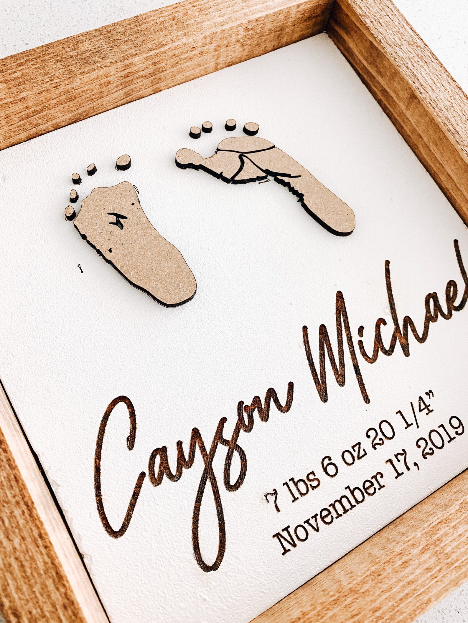 Footprint Sign Baby Footprint Birth Stats Sign Nursery Etsy