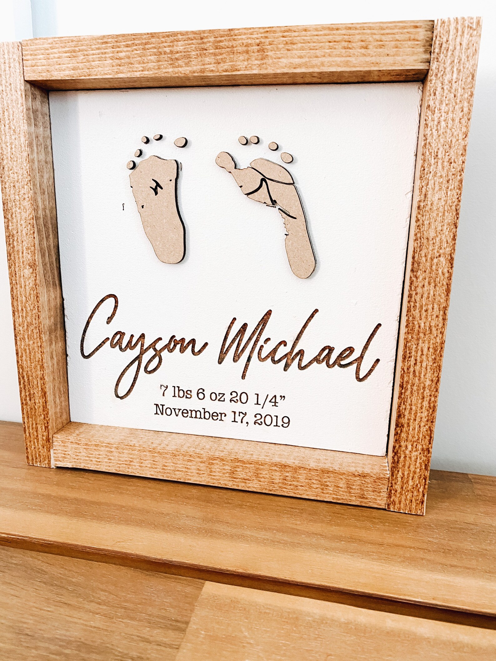 Footprint Sign Baby Footprint Birth Stats Sign Nursery Etsy
