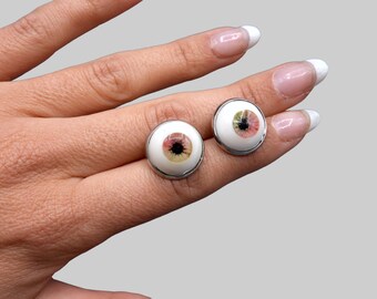 Earring with eye Multicolor - Realistic Scary Strange Cute - Eyeball - OOAK