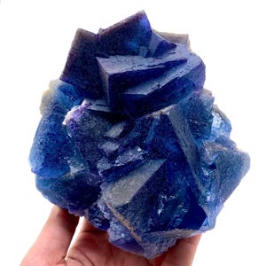 Fluorite cubica blu con calcite / Campione minerale Kharan Pakistan immagine 2