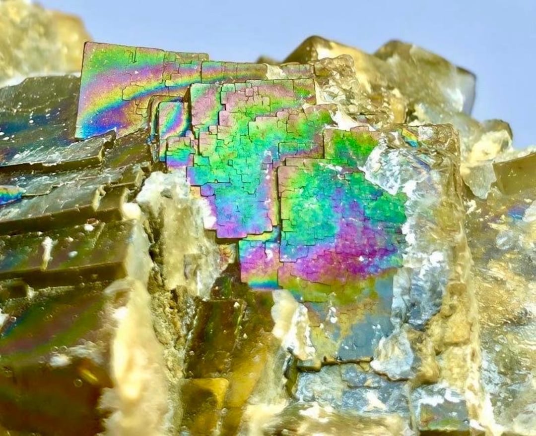 468 Gram Iridescent Fluorite With Calcite Specimen From Kharan