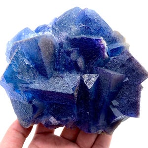 Fluorite cubica blu con calcite / Campione minerale Kharan Pakistan immagine 6