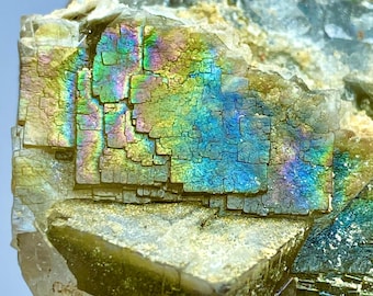 277 Gram Iridescent Fluorite with Calcite Specimen From Kharan, Pakistan