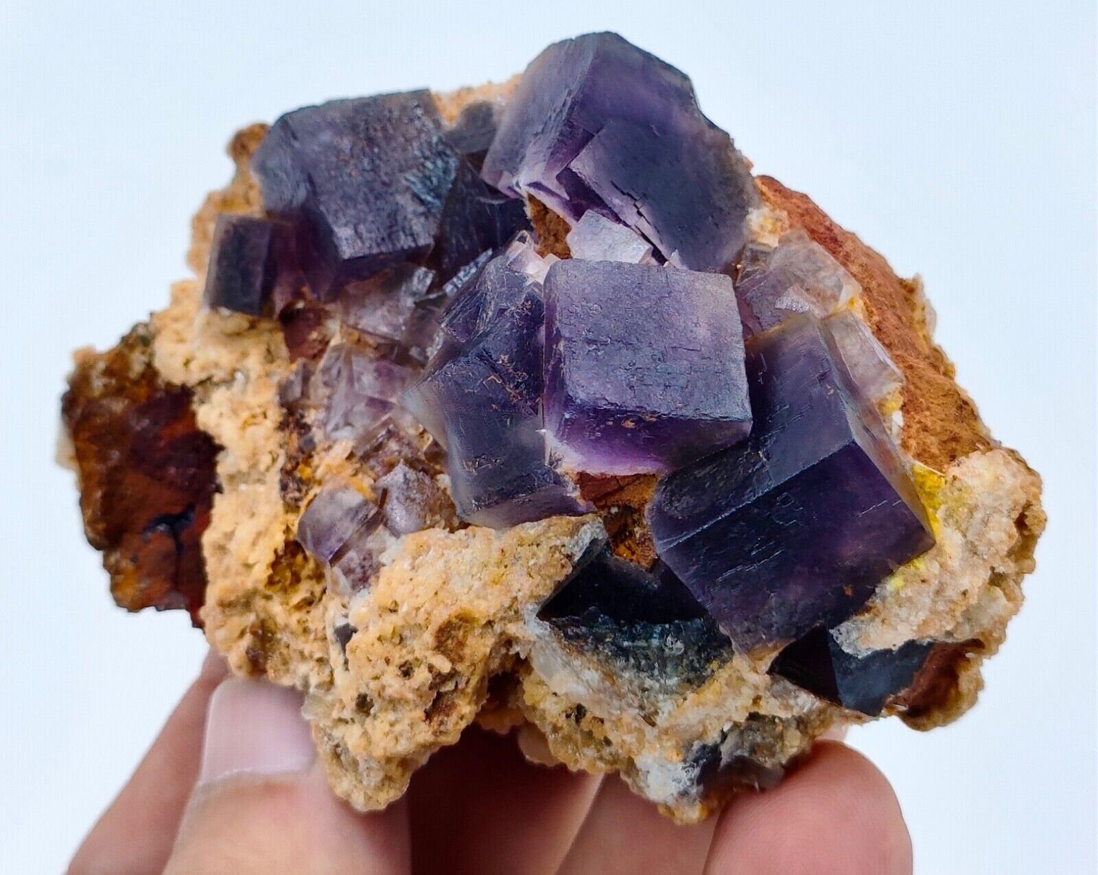 148 Gram Extraordinary Deep Purple Cubic Fluorite With Calcite From ...