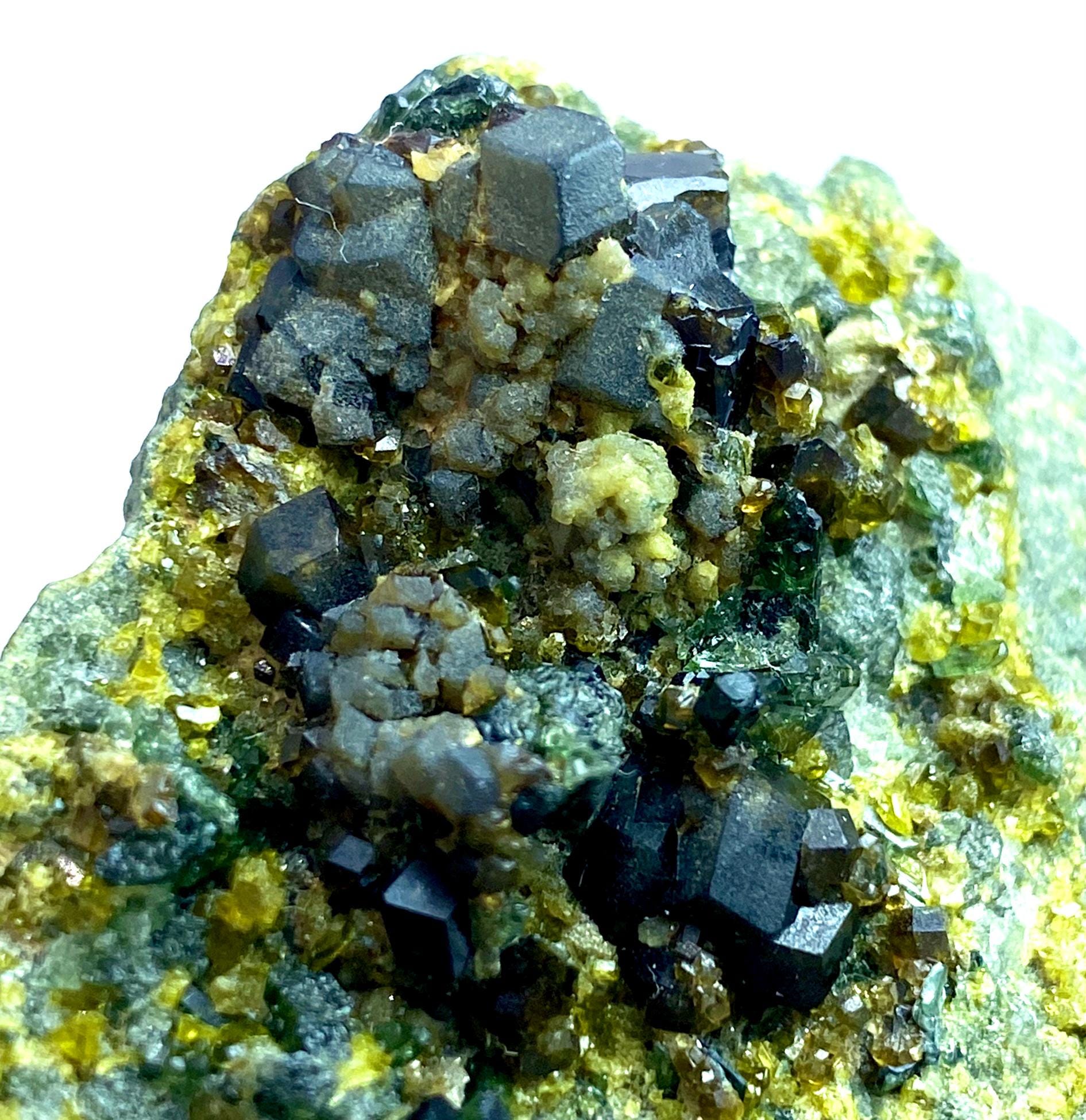 Vesuvianite Diopside & Andradite Crystal Specimen: Natural Mineral Decor