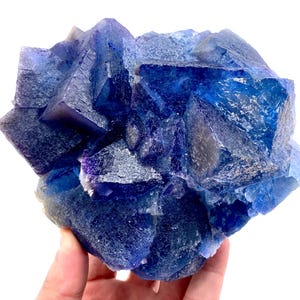 Fluorite cubica blu con calcite / Campione minerale Kharan Pakistan immagine 8
