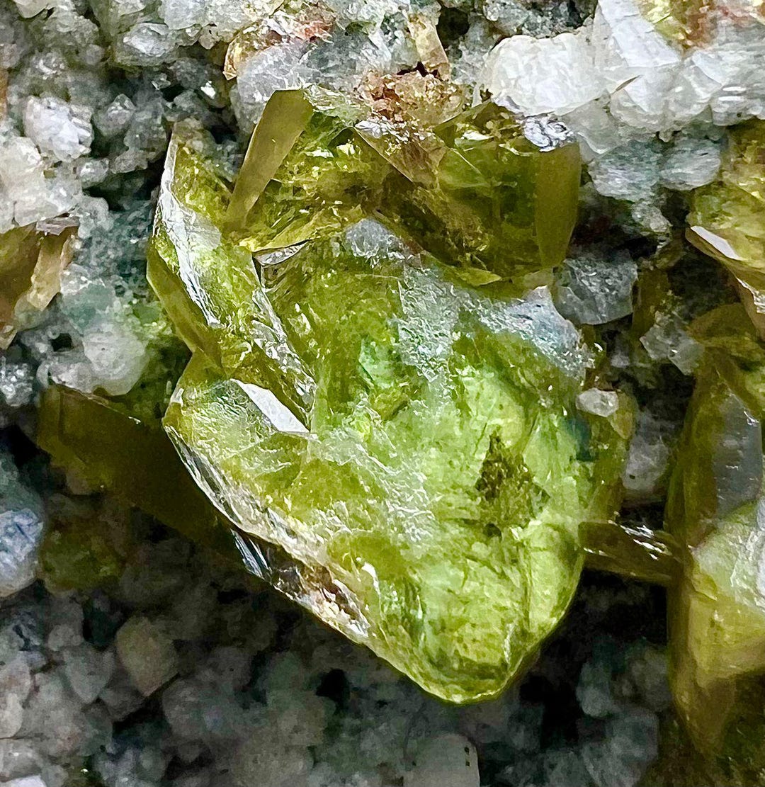 175 Gram Rarest Natural Olive Green With Albite on Matrix From Skardu ...