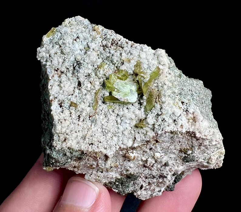 175 Gram Rarest Natural Olive Green With Albite on Matrix From Skardu ...