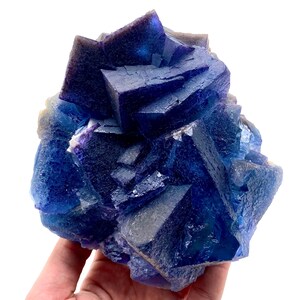 Fluorite cubica blu con calcite / Campione minerale Kharan Pakistan immagine 3