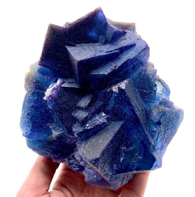 Fluorite cubica blu con calcite / Campione minerale Kharan Pakistan immagine 3