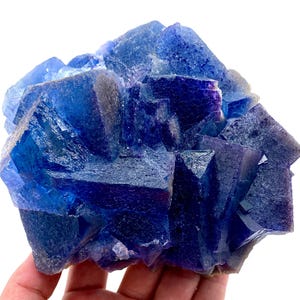 Fluorite cubica blu con calcite / Campione minerale Kharan Pakistan immagine 5