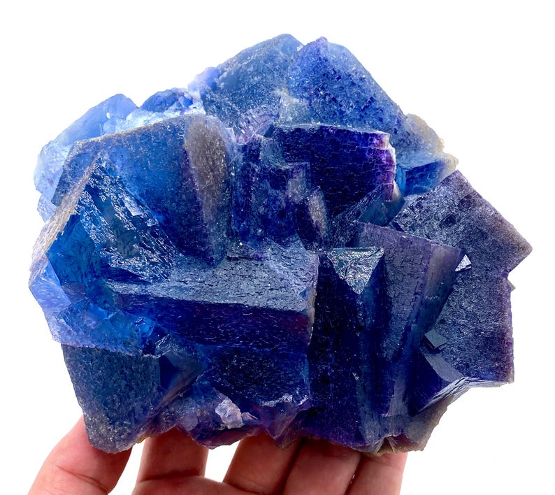 Fluorite cubica blu con calcite / Campione minerale Kharan Pakistan immagine 5