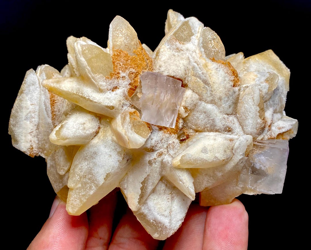 Natural Deep Purple Cubic Fluorite & Calcite - 430g, Healing Crystal ...