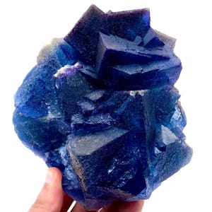 Fluorite cubica blu con calcite / Campione minerale Kharan Pakistan immagine 4