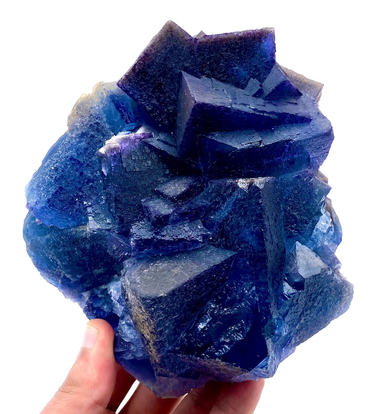 Fluorite cubica blu con calcite / Campione minerale Kharan Pakistan immagine 4
