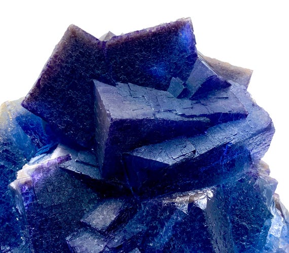 Blue Cubic Fluorite with Calcite | Kharan Pakistan Mineral Specimen