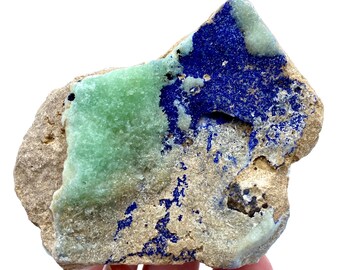 天然アラゴナイトとアズライトの標本：クリスタルコレクション、素朴な