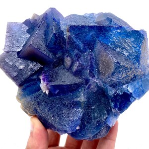 Fluorite cubica blu con calcite / Campione minerale Kharan Pakistan immagine 7