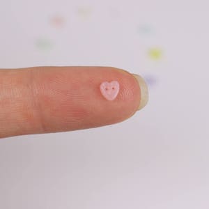 B048 Colorful 4mm Tiny Heart Buttons Micro Mini Buttons Tiny Buttons Doll Buttons Doll Sewing Craft Supplies