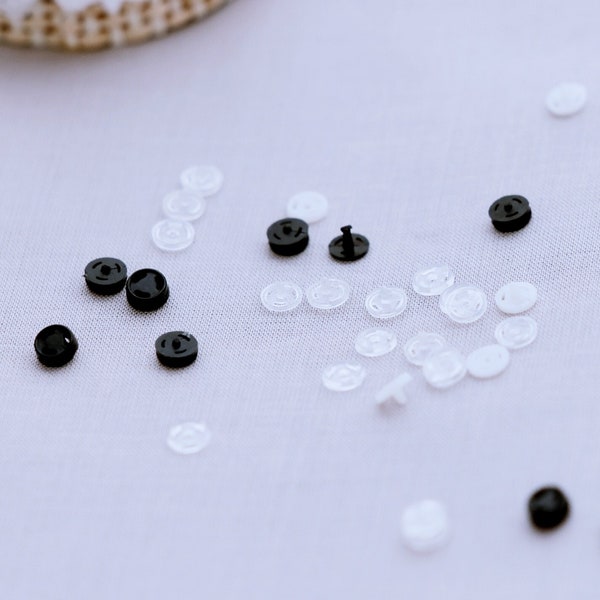 B017 White/Clear/Black 4MM Super Tiny Snap Fastener Doll Buttons Mini Sewing Craft Doll Clothes Making Sewing Supply FIVE PAIRS