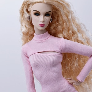 C014 Handmade One Piece Off The Shoulder Dress / Shrug Top Doll Clothes  For 12&quot; Fashion Dolls Like Poppy Parker Fashion Royalty NF Doll