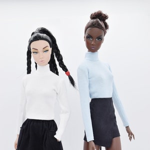 C047 Handmade Turtle Neck Long Sleeve Doll T-shirt For 12&quot; Dolls Like Fashion Royalty Nu face Poppy Parker