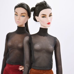 C041A Handmade Mesh Turtle Neck T-shirt  For 12&quot; Dolls Like Fashion Royalty Nu face Poppy Parker Blythe Azone Momoko