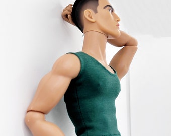 C018A  Handmade Male Dolls Tank Top T-shirt  For 12" Fashion Male Doll Figure FR Homme Fashion Royalty Nu Face