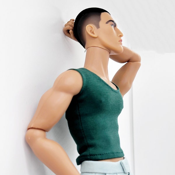 C018A  Handmade Male Dolls Tank Top T-shirt  For 12" Fashion Male Doll Figure FR Homme Fashion Royalty Nu Face