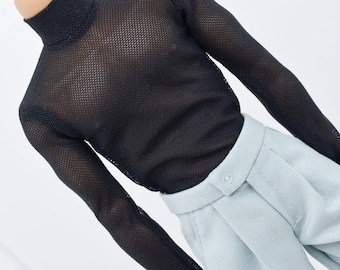 C049 Handmade Male Mesh Turtle Neck T-shirt  For 12" Fashion Male Doll Figure Like FR Homme Fashion Royalty Nu Face