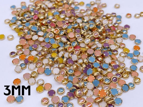 B053 3mm 4mm Multi Color Glue on Rhinestones Micro Mini Porcelain  Rhinestones Doll Clothes Doll Sewing Craft 