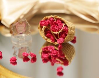 B242 Tiny 1cm Satin Ribbon Rose Flower Decor Sewing Craft Doll Clothes Making Sewing Supply Accessories