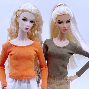 CLEARANCE C003B Handmade Doll Clothes Long Sleeve T-shirt For 12&quot; Dolls Like Fashion Royalty Nu face Poppy Parker