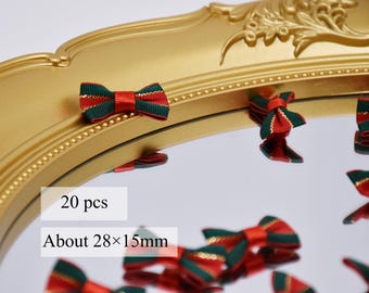 W036 Tiny 28×15mm Christmas Style Ribbon Bow Tie Decor Sewing Craft Doll Clothes Making Sewing Supply Accessories