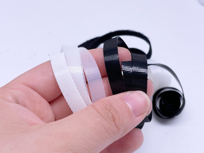 W011 6mm/8mm Black/White/Half Clear Ultra Thin Width Sew On Fastener Strap Doll Sewing Craft Doll Clothes Supply image 3
