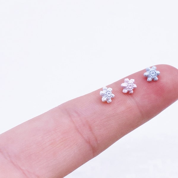 B180 White/Pink/Blue 5mm Snowflake Shank Buttons Micro Mini Buttons Tiny Buttons Doll Buttons Doll Sewing Craft Supplies