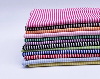 F010 Tiny Black/Red/Pink/Green/Blue With White Stripes Fabric Doll Sewing Craft Doll Clothes Making Sewing Supply