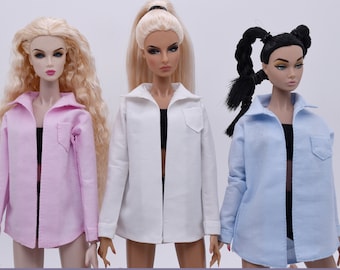 C005B Upgraded Version Handmade Doll Lady's Shirt For 12" Fashion Dolls Like Poppy Parker Fashion Royalty NF Doll