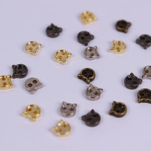 B015 Gold 4mm Micro Mini Metal Buttons Tiny Buttons Cat Buttons Doll Clothes Sewing Craft Supplies