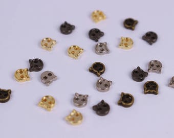 LOWERED PRICE B015 Gold 4mm Micro Mini Metal Buttons Tiny Buttons Cat Buttons Doll Clothes Sewing Craft Supplies