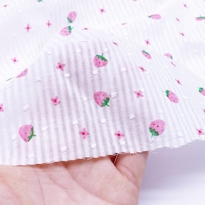 F015B White Cute Strawberry 45×35cm Cotton Fabric For Doll Clothes Craft Sewing Supplies For Dolls 12" Fashion Doll Blythe BJD