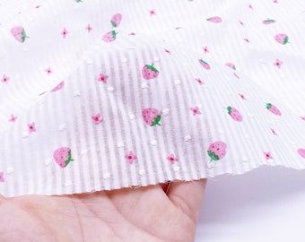 F015B White Cute Strawberry 45×35cm Cotton Fabric For Doll Clothes Sewing Doll Craft Sewing Supplies For Dolls 12" Fashion Doll Blythe BJD