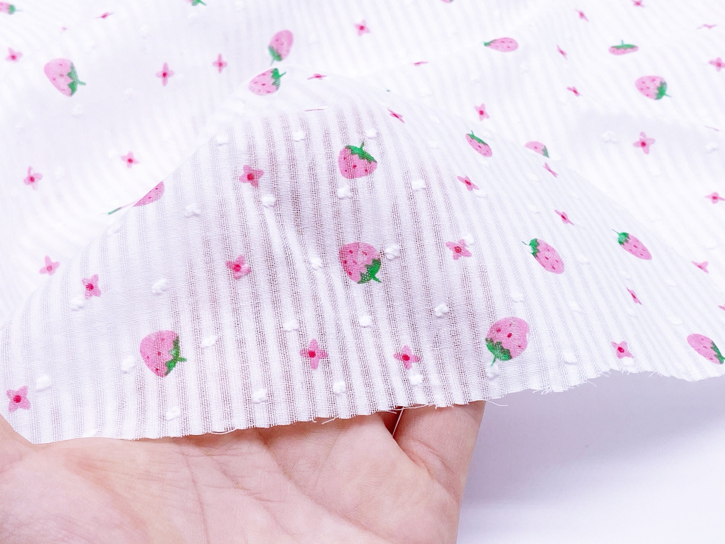 F015 Cute Strawberry 45×35cm Cotton Fabric For Doll Clothes Sewing