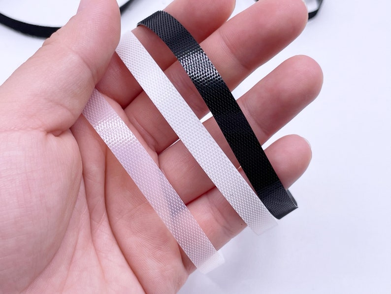 W011 6mm/8mm Black/White/Half Clear Ultra Thin Width Sew On Fastener Strap Doll Sewing Craft Doll Clothes Supply image 5