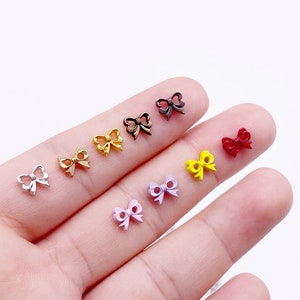 B162 Cute Bow Shape 7mm Buttons Micro Mini Buttons Tiny Buttons Doll Buttons Doll Sewing Craft Supplies