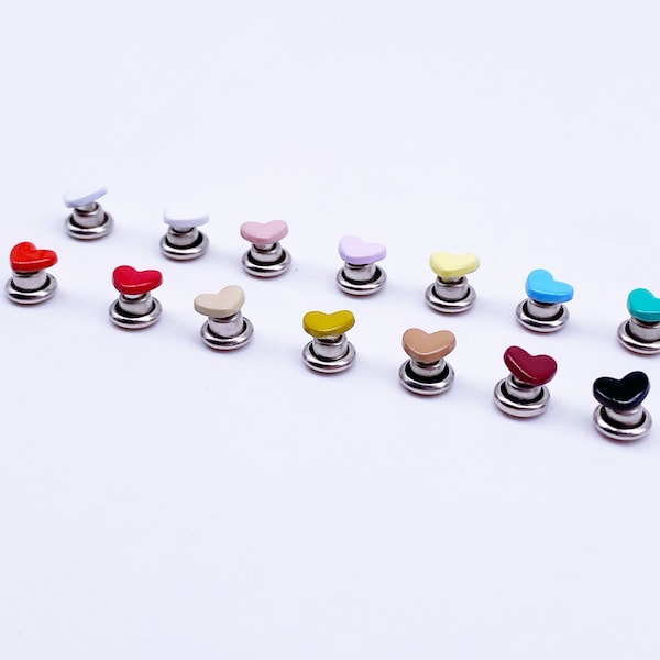 B129 Multi Colors 6mm Heart Shape Mini Rivet Studs Doll Clothes Sewing Craft Doll Sewing Supply